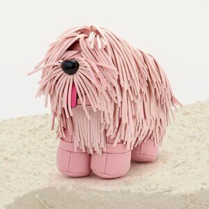 Pink Fringe Puppy Crossbody Bag | Faux Leather Novelty Purse